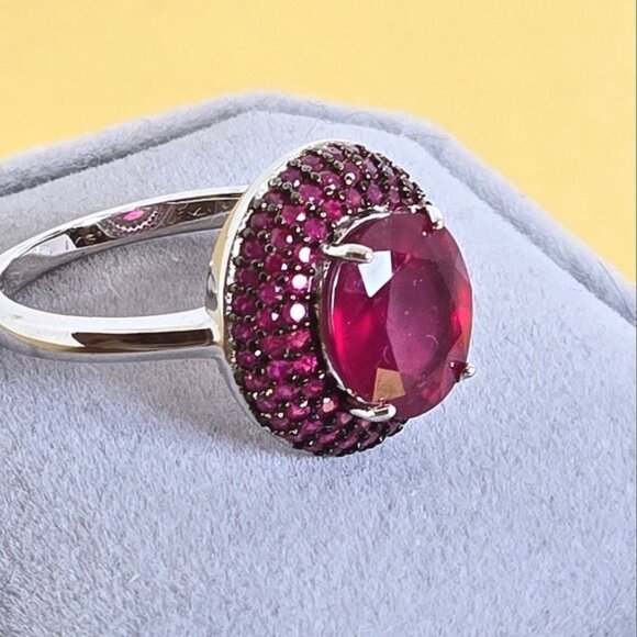 925 Sterling Silver Ring Sz 7.75 with Natural Ruby Gemstone - Picture 2 of 15